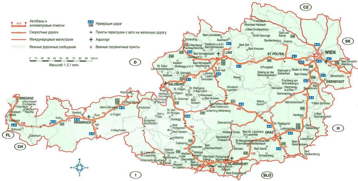 մանրամասն քարտեզը Ավստրիայում