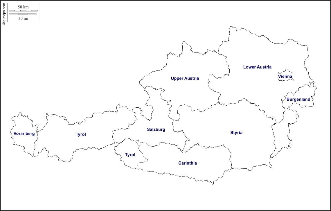 бланковой քարտեզի Ավստրիայում