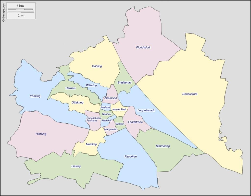 քարտեզ վիեննայի Ավստրիա շրջան 