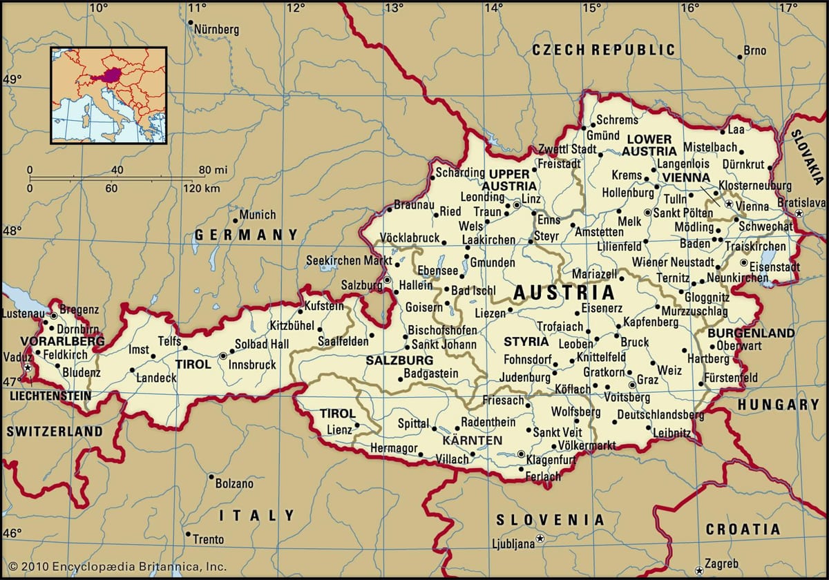 քարտեզ փական Ավստրիայում