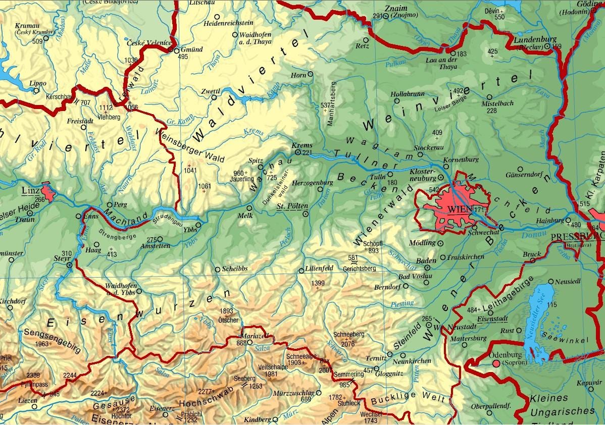 քարտեզի ստորին Ավստրիայում