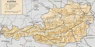 Ավստրիա աշխարհագրական քարտեզ