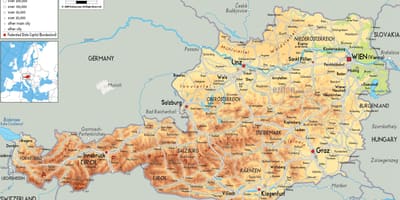 Mountains Ավստրիայի քարտեզի վրա