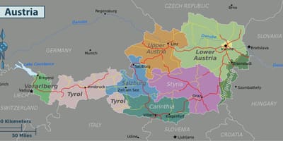 Ավստրիա վայրերի քարտեզ