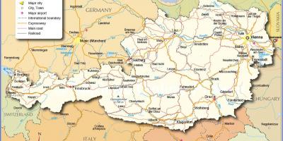 Քարտեզ Ավստրիայի քաղաքների հետ և поселками